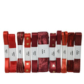 Decoris Polyester Ribbon 400cm - 11 Assorted Shades of Red,